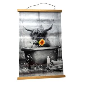Wall Art- Cow in Bathtub. Black and White.